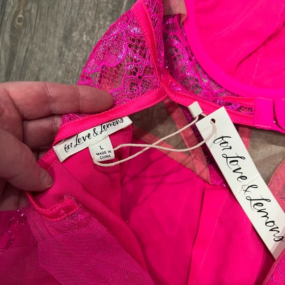 NWT For Love & Lemons Rosario Hot Pink Bustier Mini Tulle Dress Large dolls kill - Picture 5 of 13